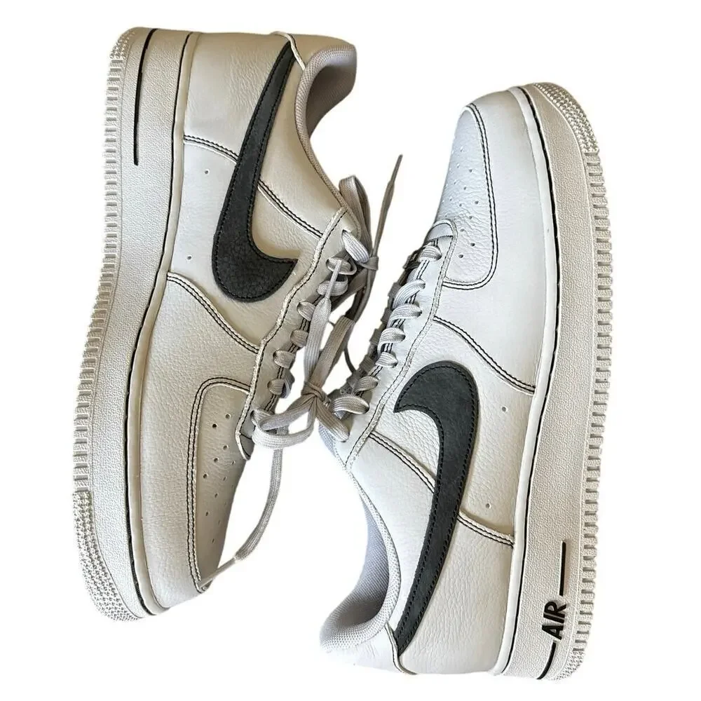 NWOB Mens Nike Leather Air Force 1 Low Wolf Grey Black Size 11